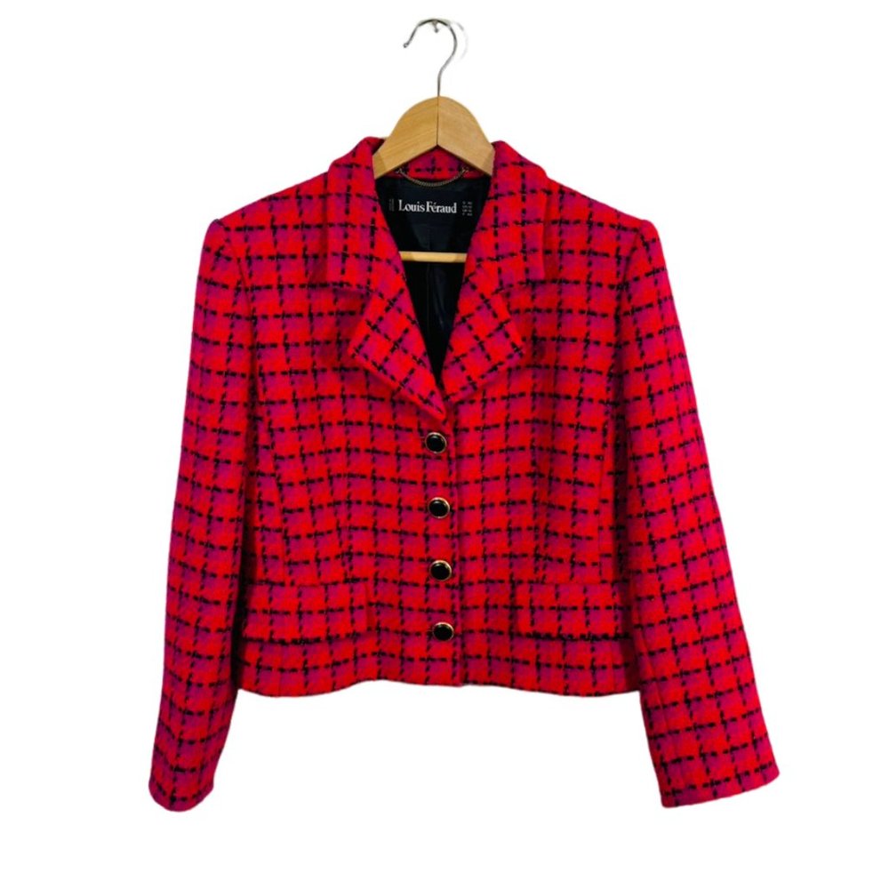 Louis Feraud Vintage Tweed Vibrant Pink Jacket - Size 12